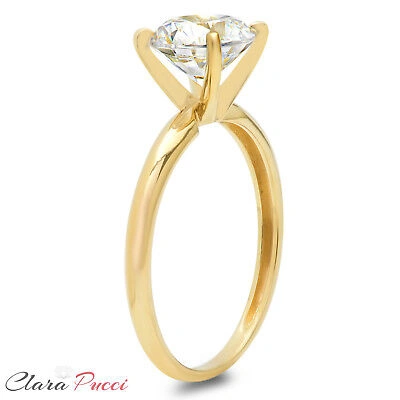 Pre-owned Pucci 1.1ct Round Cut Bridal Simulated Engagement Anniversary Ring 14k Yellow Gold In White/colorless