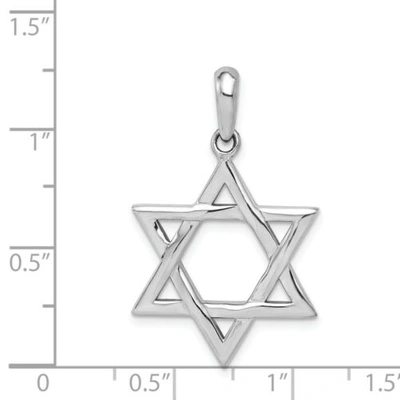 Pre-owned Goldia 14k White Gold Polished Solid Star Of David Jewish Symbol Religious Pendant