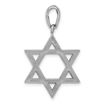 Pre-owned Goldia 14k White Gold Polished Solid Star Of David Jewish Symbol Religious Pendant