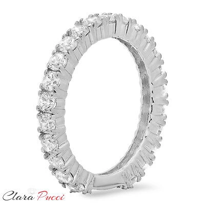 Pre-owned Pucci 1.2ct Round Cut Simulated Eternity Designer Anniversary Band 14k White Gold In White/colorless