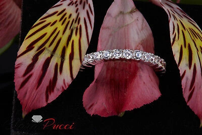 Pre-owned Pucci 1.2ct Round Cut Simulated Eternity Designer Anniversary Band 14k White Gold In White/colorless