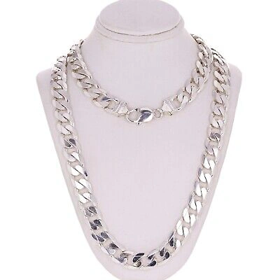 Pre-owned Gold And Diamond Direct 925 Sterling Silver Solid Cuban Link Chain Necklace 11mm 30" 134.2grams