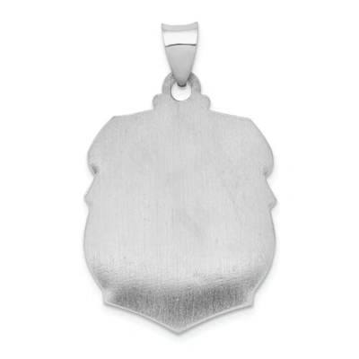 Pre-owned Goldia 14k White Gold Polished Saint Michael Protect Us Religious Badge Medal Pendant