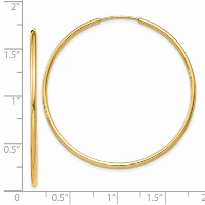 Pre-owned Goldia 14k 1.5mm Polished Round Endless Hoop Earrings In Yellow