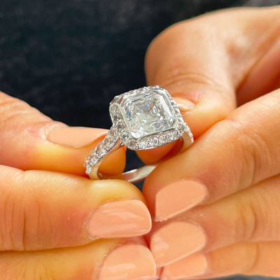 Pre-owned Knr Gia Certified 14k Solid White Gold Asscher Cut Diamond Engagement Ring 3.00ct