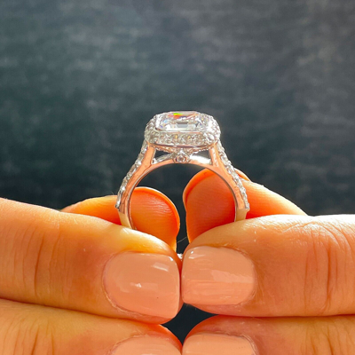 Pre-owned Knr Gia Certified 14k Solid White Gold Asscher Cut Diamond Engagement Ring 3.00ct