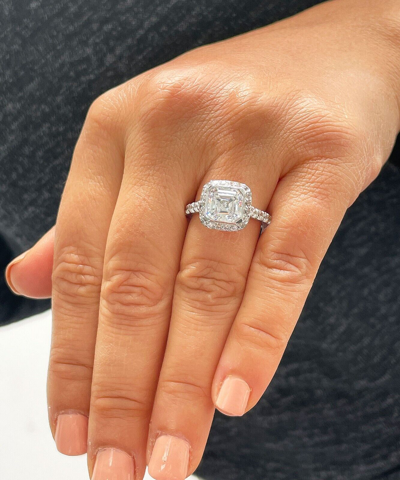 Pre-owned Knr Gia Certified 14k Solid White Gold Asscher Cut Diamond Engagement Ring 3.00ct