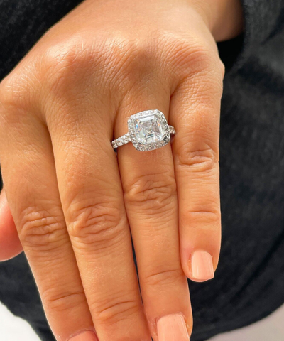 Pre-owned Knr Gia Certified 14k Solid White Gold Asscher Cut Diamond Engagement Ring 3.00ct