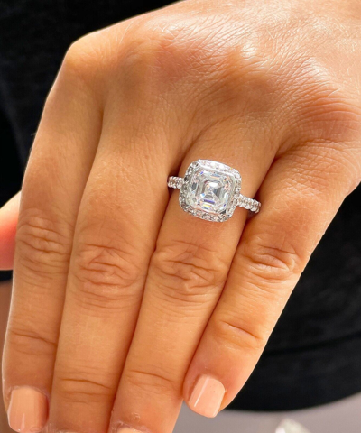 Pre-owned Knr Gia Certified 14k Solid White Gold Asscher Cut Diamond Engagement Ring 3.00ct
