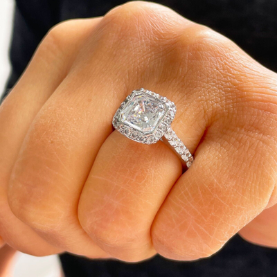 Pre-owned Knr Gia Certified 14k Solid White Gold Asscher Cut Diamond Engagement Ring 3.00ct