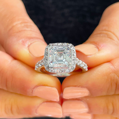 Pre-owned Knr Gia Certified 14k Solid White Gold Asscher Cut Diamond Engagement Ring 3.00ct