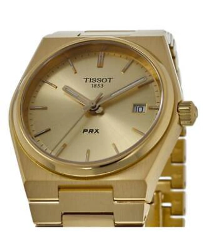 Pre-owned Tissot Prx 35mm Champagne Dial Gold-tone Unisex Watch T137.210.33.021.00
