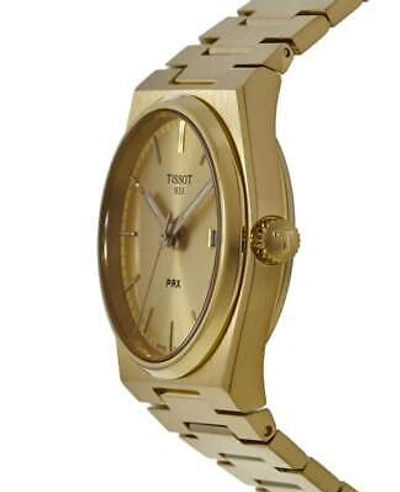 Pre-owned Tissot Prx 35mm Champagne Dial Gold-tone Unisex Watch T137.210.33.021.00