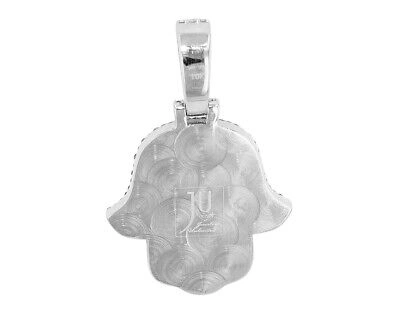 Pre-owned Jewelry Unlimited Men's Real Hamsa Star Baguette Diamond Pendant 3 1/2 Ct 10k White Gold 1.8" In G-h