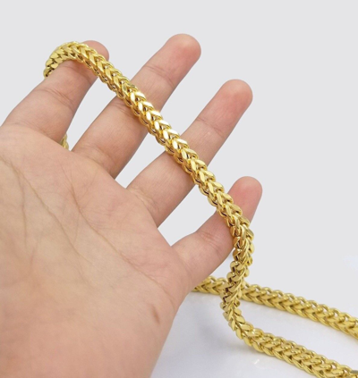 Pre-owned Franco Real 10k Yellow Gold  Chain Necklace 5mm 28" Inch Men's 10 Kt Gold Chain