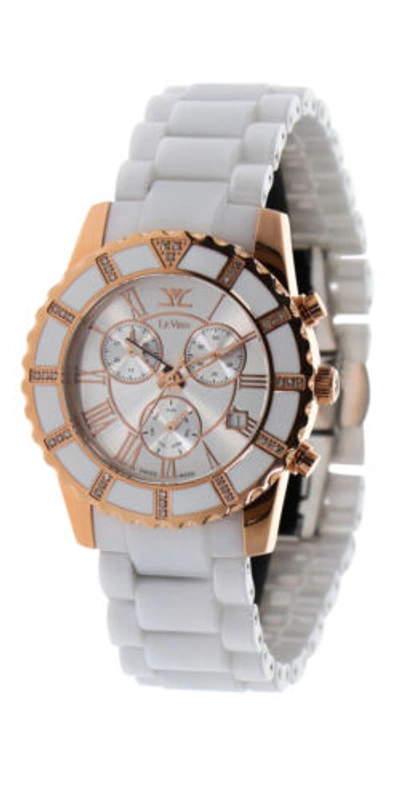 Pre-owned Le Vian Levian Watch Featuring Vanilla Diamonds In Stainless Steel With A Ceramic Band