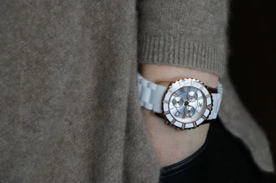 Pre-owned Le Vian Levian Watch Featuring Vanilla Diamonds In Stainless Steel With A Ceramic Band