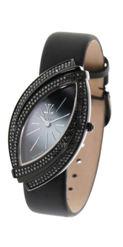 Pre-owned Le Vian Levian Watch Featuring Blackberry Diamonds In Stainless Steel And A Satin Strap