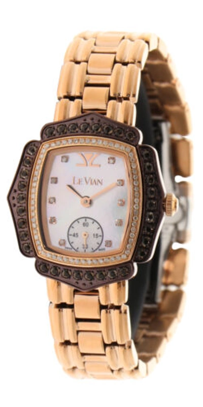 Pre-owned Le Vian Levian Watch Featuring Vanilla Diamonds In Gold Stainless Steel Strap
