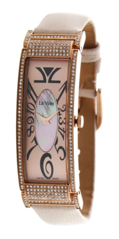 Pre-owned Le Vian Levian Watch Featuring Diamonds In Stainless With A Genuine Leather Strap
