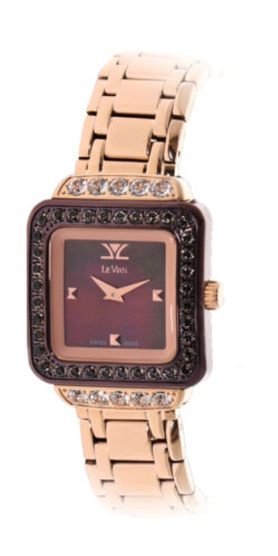 Pre-owned Le Vian Levian Watch Featuring Chocolate Quartz In Gold Stainless Steel Strap
