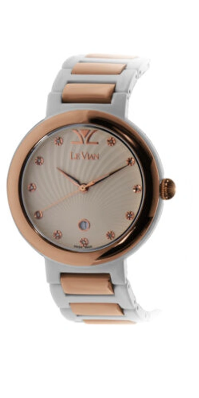 Pre-owned Le Vian Levian Watch Featuring Chocolate Diamonds In Stainless Steel And Ceramic Strap