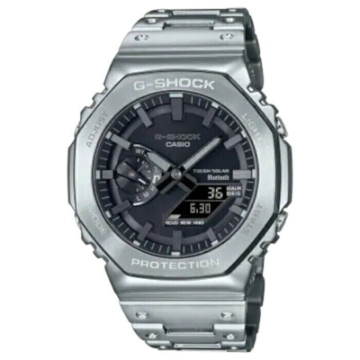 Pre-owned Casio G-shock Gm-b2100d-1ajf Full Metal Silver Bluetooth Solar Watch Japan F/s