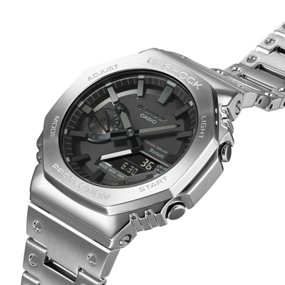 Pre-owned Casio G-shock Gm-b2100d-1ajf Full Metal Silver Bluetooth Solar Watch Japan F/s