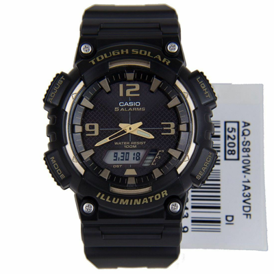 Pre-owned Casio Solar Digital Black Resin Aq-s810w-1a3vdf Unisex's Watch