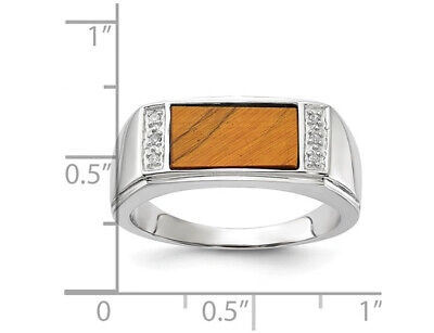 Pre-owned Harmony Mens Tigers Eye Ring In 14k White Gold