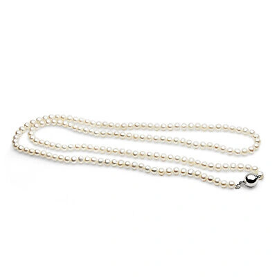 Pre-owned Pacific Pearls® 5mm Aaa Freshwater Pearl Necklace White Gold Gifts Ideas For Mum