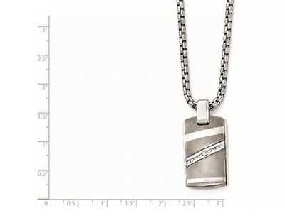 Pre-owned Harmony Mens Titanium Necklace With Diamond Accent And Chain (20 Inches) In White