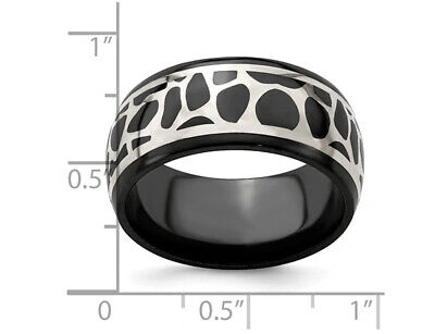 Pre-owned Harmony Mens Black Titanium 10mm Cobblestone Ring With Sterling Silver