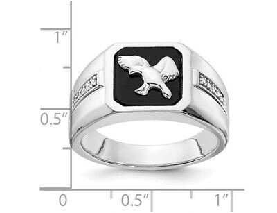 Pre-owned Harmony Mens Black Onyx Eagle Ring In 10k White Gold