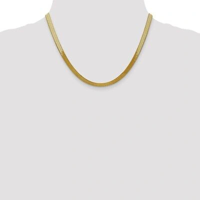 Pre-owned Phoenix Fire Corporation Gold Herringbone Chain Necklace | Designs By Nathan | 5mm 18" | Flat In Yellow