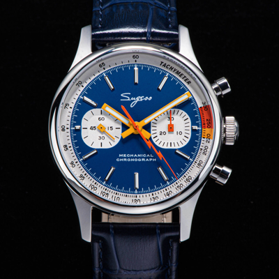 Pre-owned Sugess Chrono Heritage Swan Neck Blue Dial Chrono Watch Seagull 1963 Suchp007e