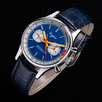 Pre-owned Sugess Chrono Heritage Swan Neck Blue Dial Chrono Watch Seagull 1963 Suchp007e