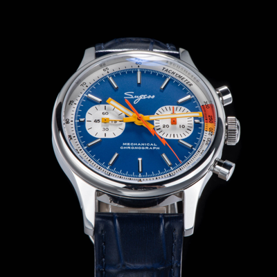 Pre-owned Sugess Chrono Heritage Swan Neck Blue Dial Chrono Watch Seagull 1963 Suchp007e