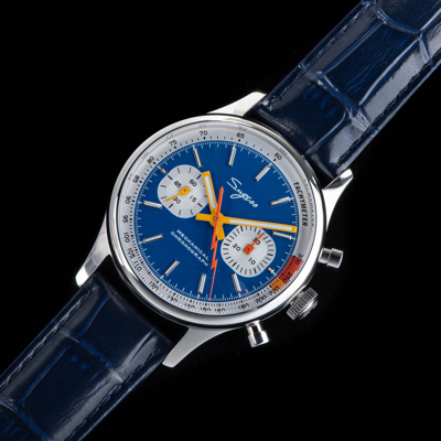 Pre-owned Sugess Chrono Heritage Swan Neck Blue Dial Chrono Watch Seagull 1963 Suchp007e
