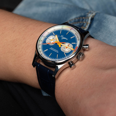 Pre-owned Sugess Chrono Heritage Swan Neck Blue Dial Chrono Watch Seagull 1963 Suchp007e
