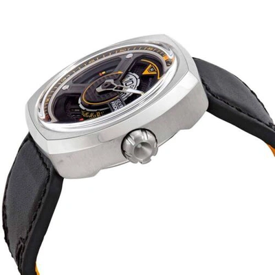 Pre-owned Sevenfriday Men's Watch Blade Power Reserve Black Genuine Leather Strap W1-01