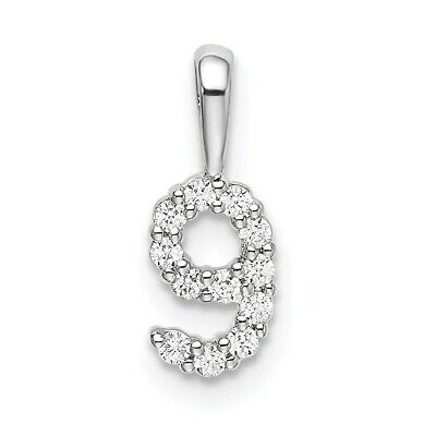 Pre-owned Superdealsforeverything Real 14kt White Gold Diamond Number 9 Pendant