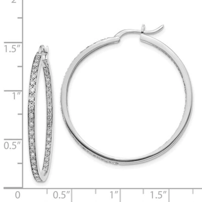 Pre-owned Goldia 14k White Gold Diamond In/out Hoop Earrings
