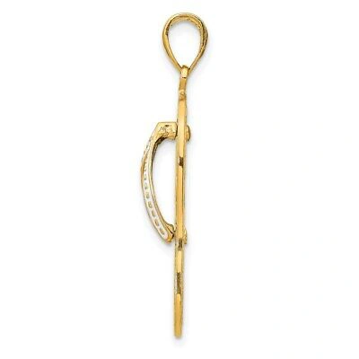 Pre-owned Superdealsforeverything Real 14kt Yellow Gold Enamel Cut-out Flip Flop W/ Sea Turtles Pendant