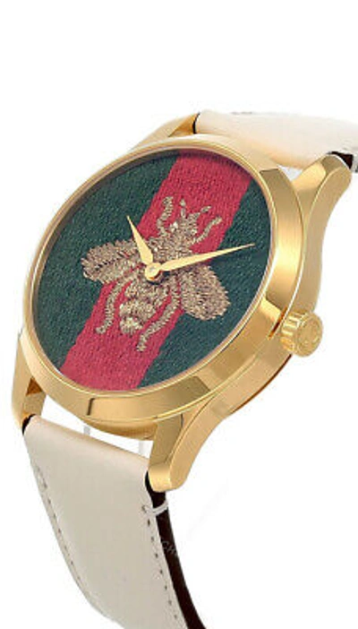 Pre-owned Gucci G-timeless 38mm Quartz Web Nylon Dial Women's Watch Ya1264128