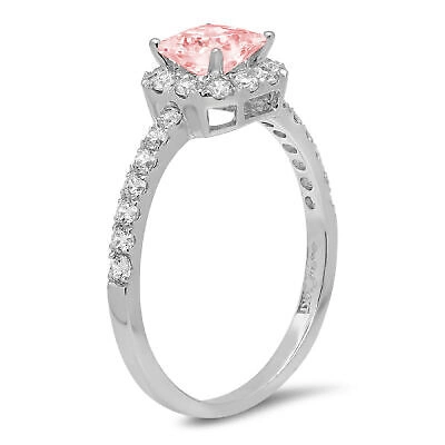 Pre-owned Pucci 1.40 Princess Pink Simulated Promise Bridal Wedding Designer Ring 14k White Gold