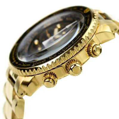 Pre-owned Seiko Qutarz Sna414p1 Black Gold Quartz Chronograph Men's Watch  In Box | ModeSens