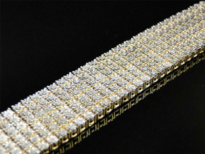 Pre-owned M&s Diamond 14k Yellow Gold Plated 7.20ct Round Simulated Diamond Tennis Men's Gift Bracelet