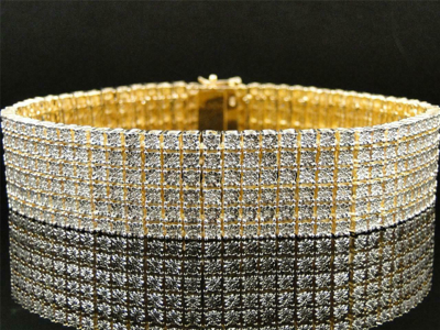 Pre-owned M&s Diamond 14k Yellow Gold Plated 7.20ct Round Simulated Diamond Tennis Men's Gift Bracelet