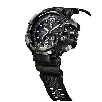 Pre-owned Casio G-shock Gw-a1100-1a3jf Black Green Sky Cockpit Men's Watch In Box